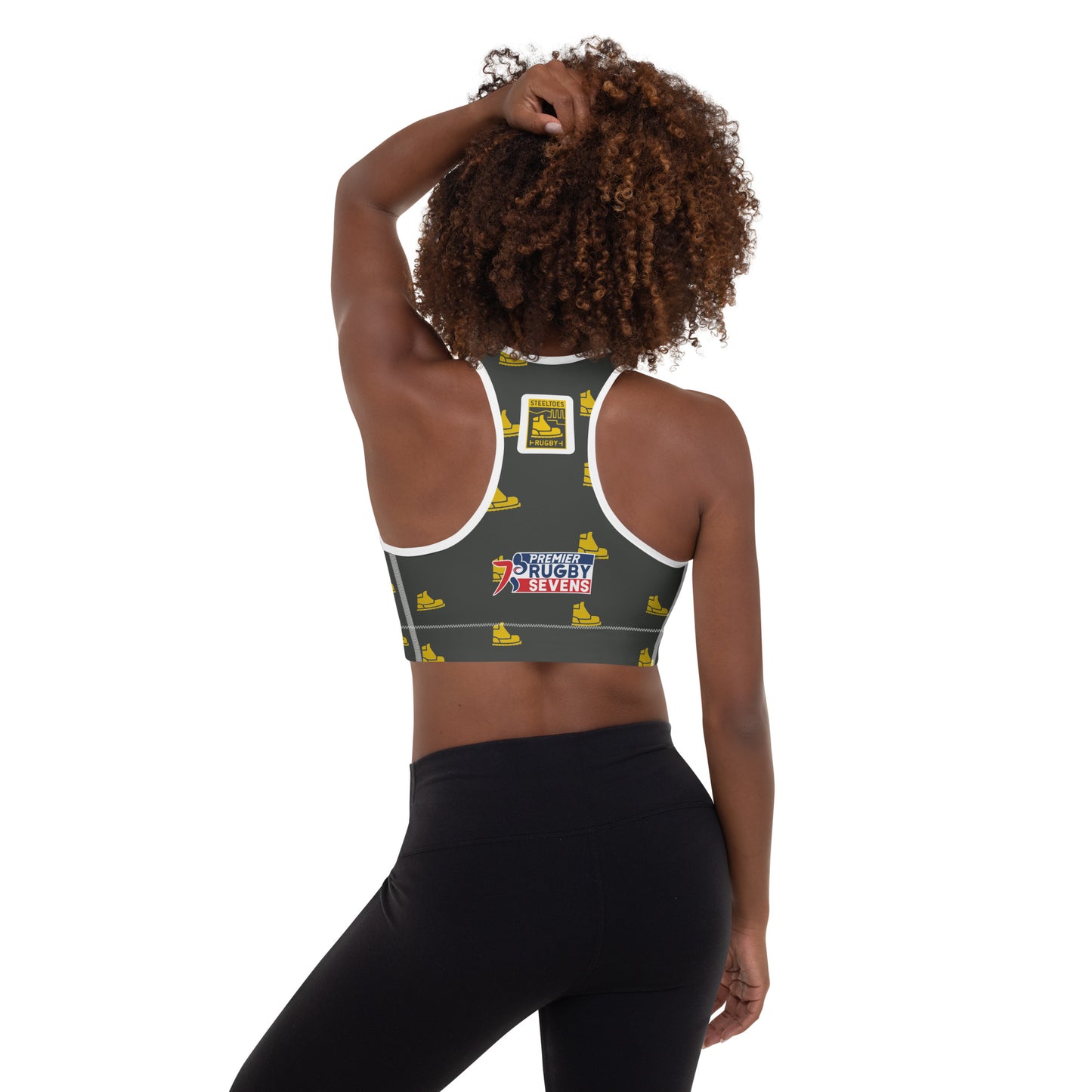 Pittsburgh Steeltoes Pattern Padded Sports Bra