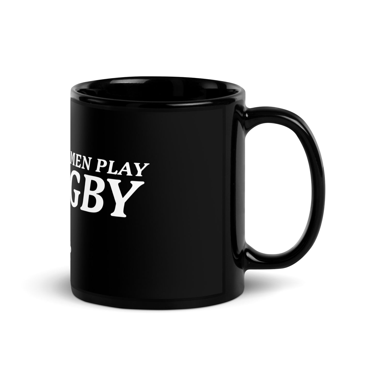 Women Play Rugby Black Glossy Mug
