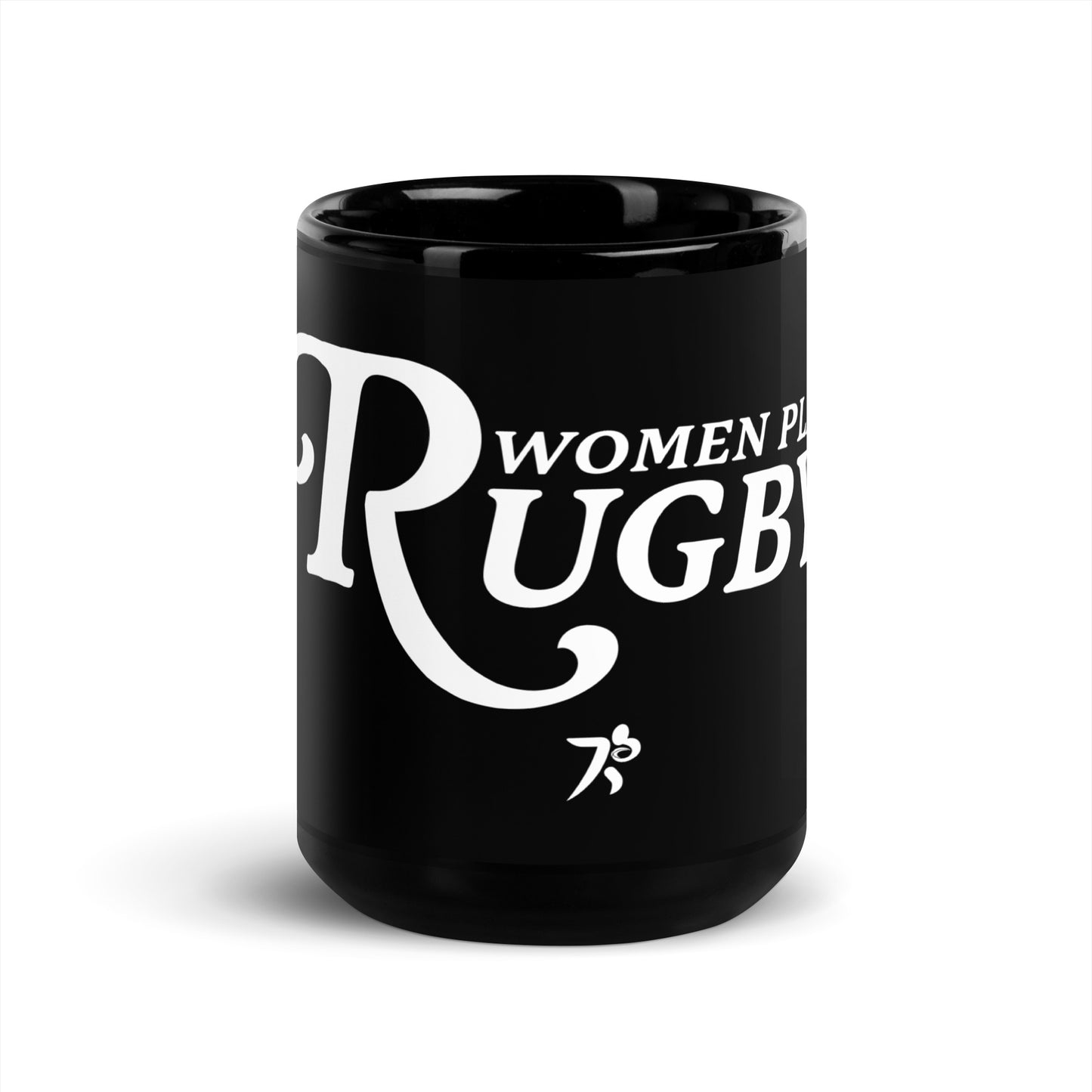 Women Play Rugby Black Glossy Mug