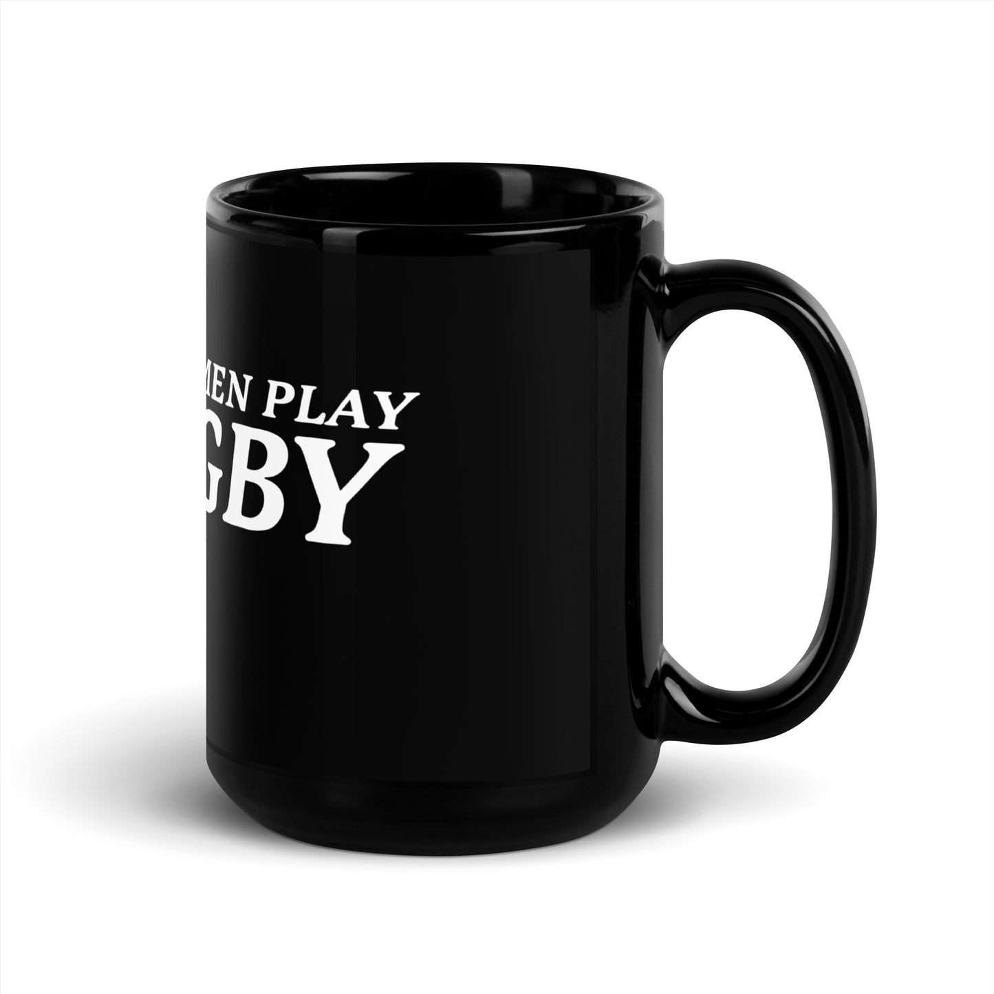 Women Play Rugby Black Glossy Mug