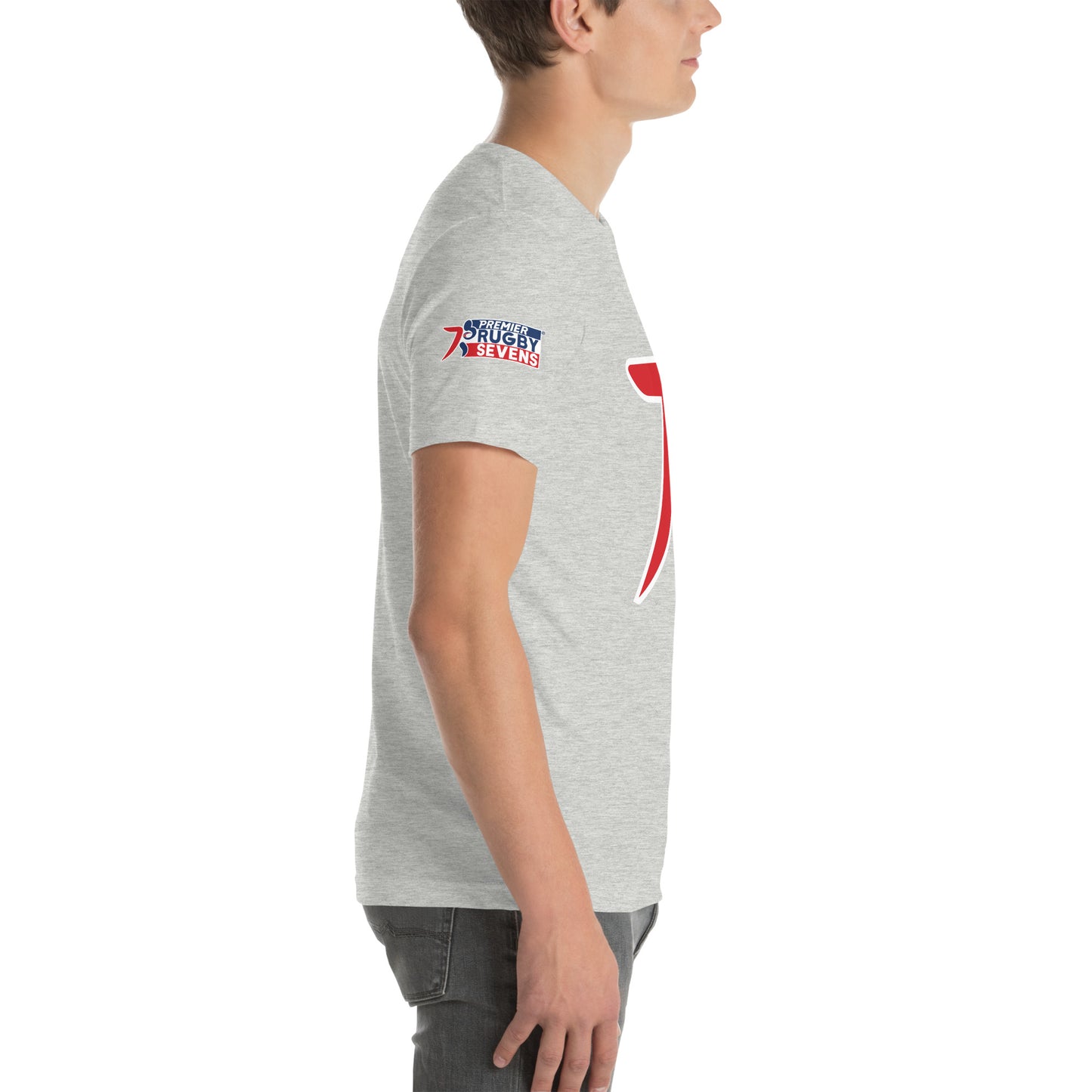 Premier Rugby Sevens Stiff Arm Player Logo Graphic Unisex T-Shirt