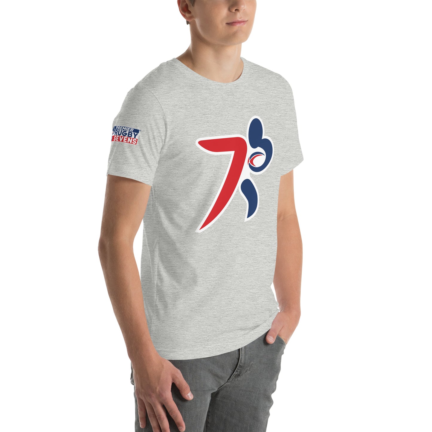Premier Rugby Sevens Stiff Arm Player Logo Graphic Unisex T-Shirt