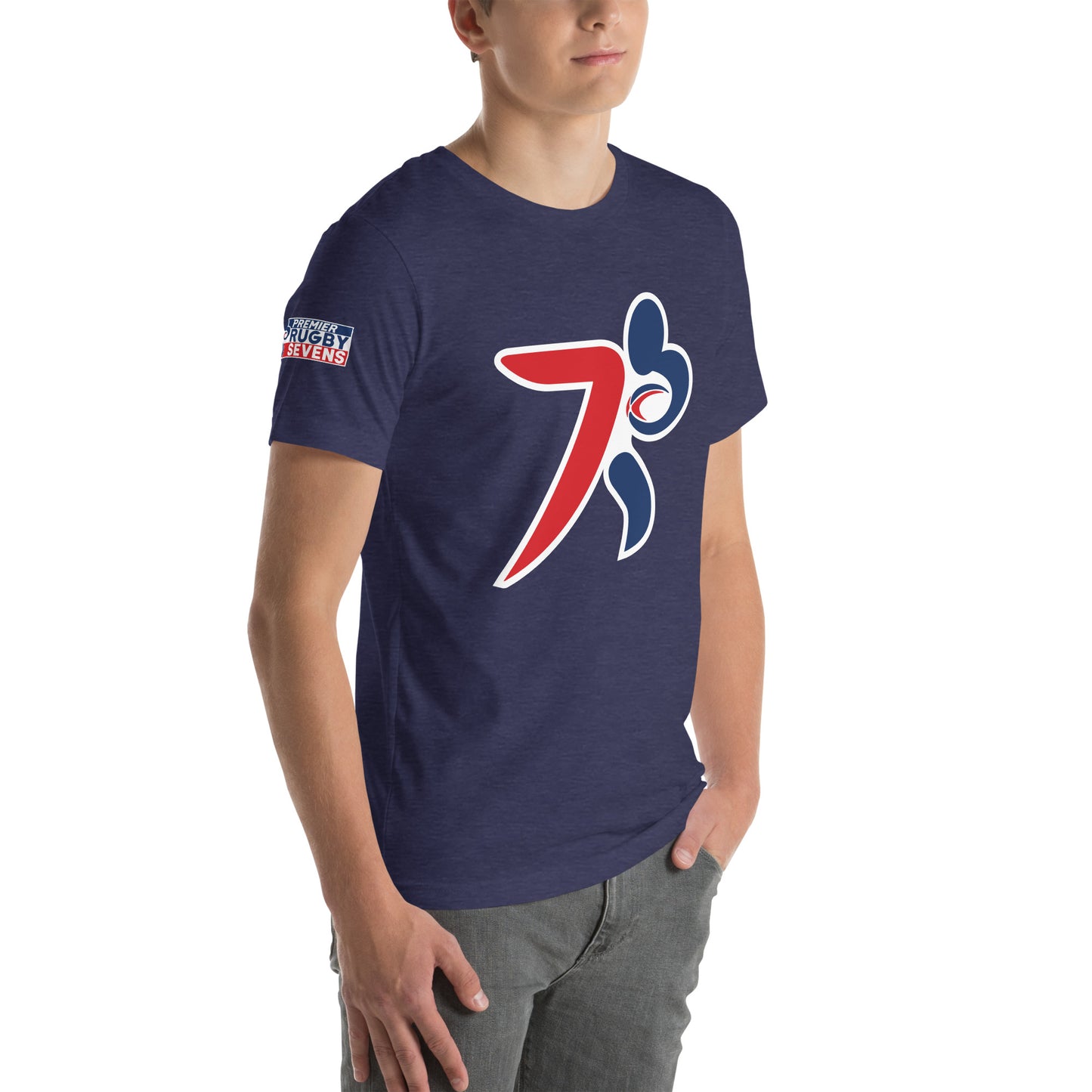 Premier Rugby Sevens Stiff Arm Player Logo Graphic Unisex T-Shirt