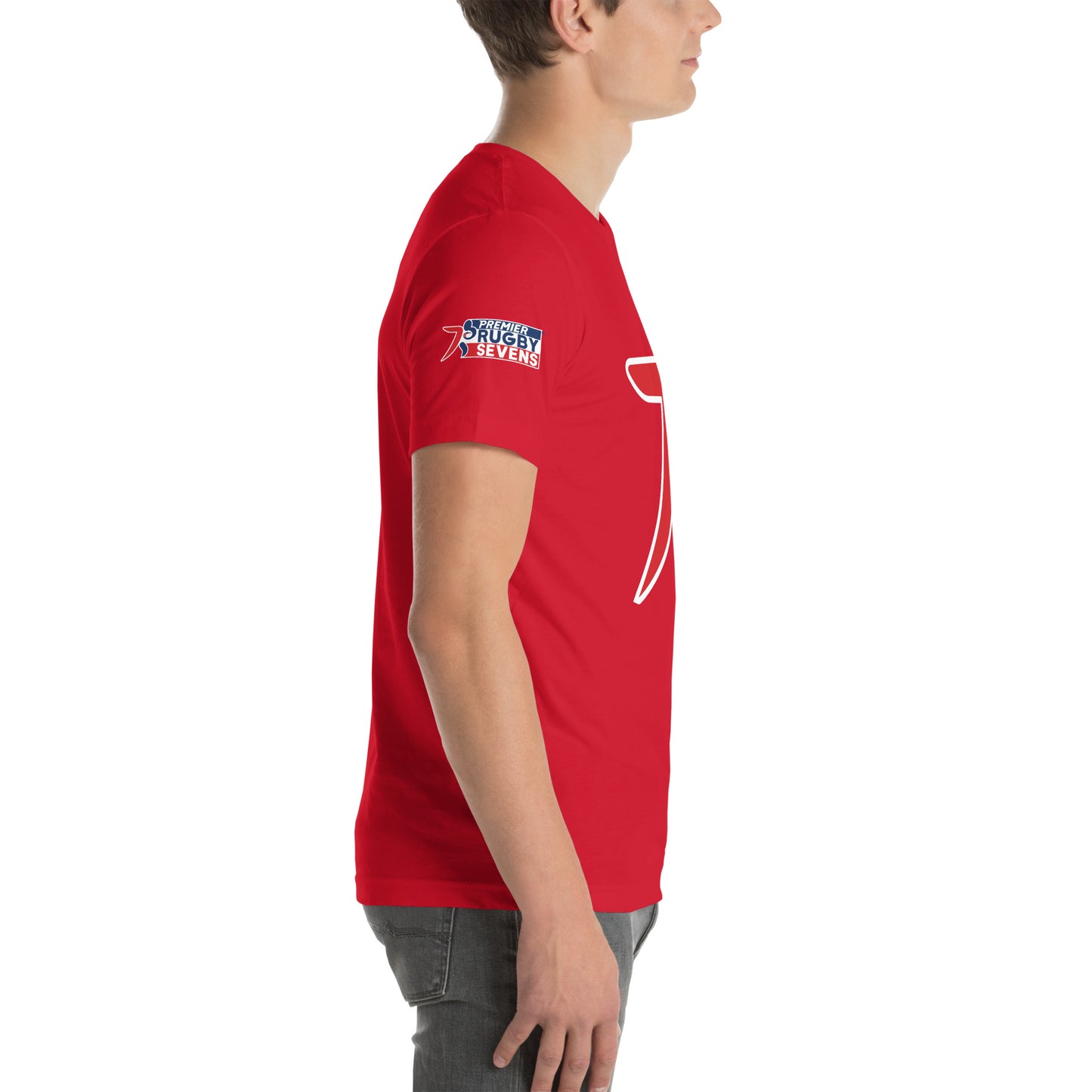 Premier Rugby Sevens Stiff Arm Player Logo Graphic Unisex T-Shirt