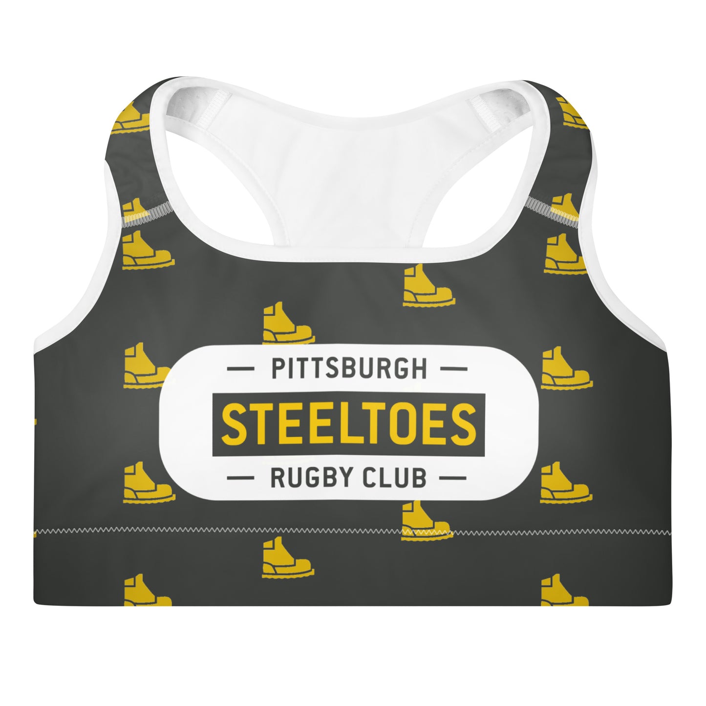 Pittsburgh Steeltoes Pattern Padded Sports Bra